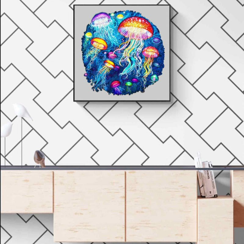 Colorful Jellyfish Wooden Jigsaw Puzzle