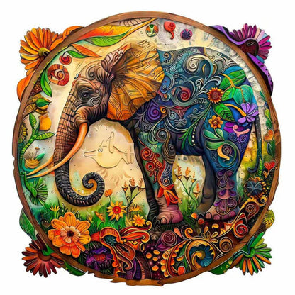 Floral Elephant Wooden Jigsaw Puzzle