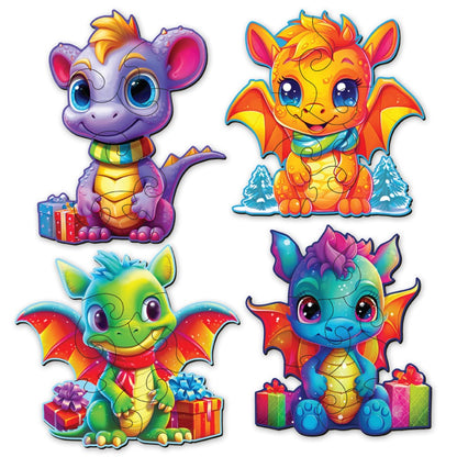 New Year Dragons Wooden Puzzle Set