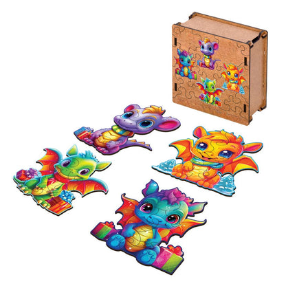 New Year Dragons Wooden Puzzle Set