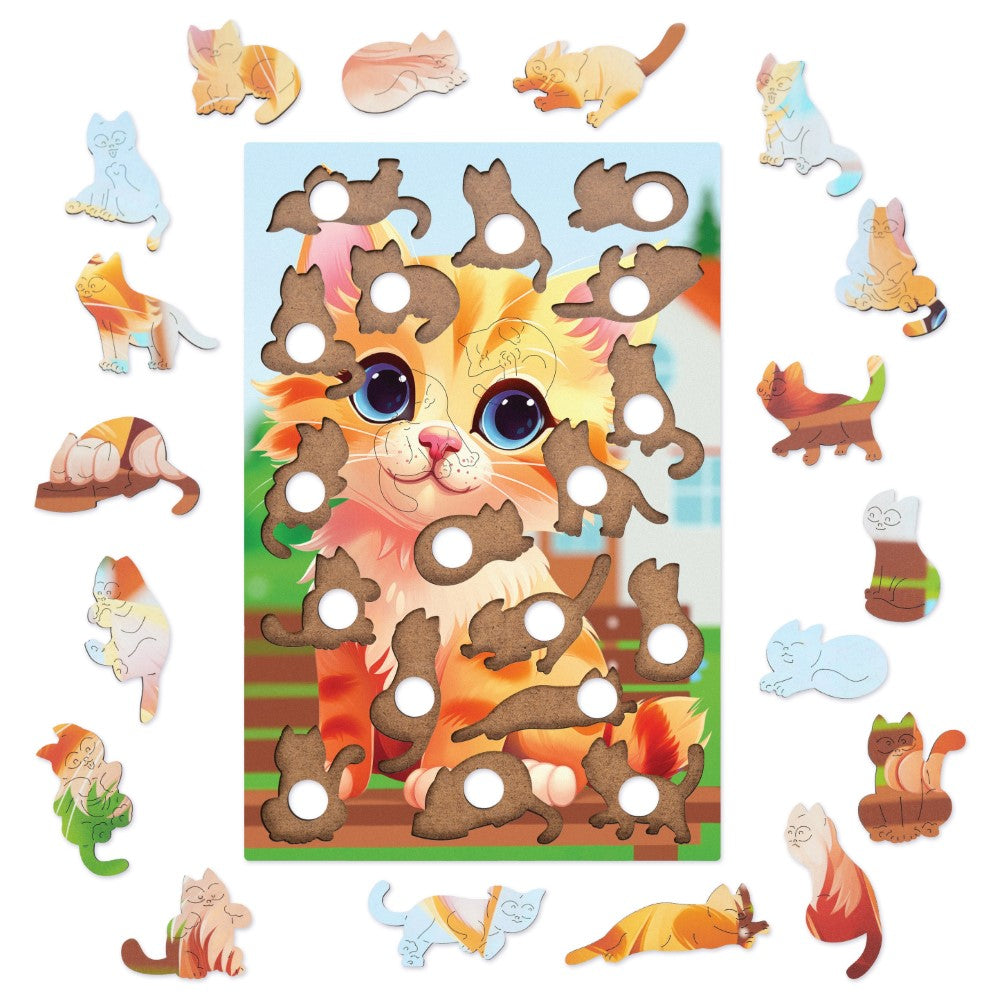 Kitten Themed Wooden Puzzle Set