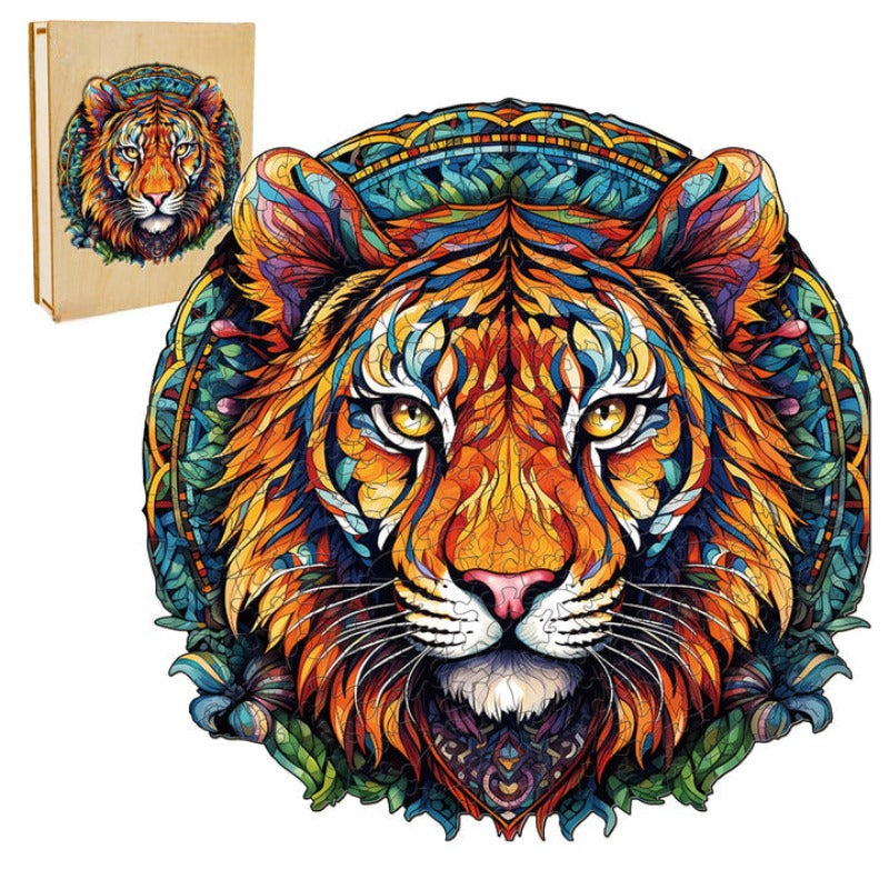 Mandala Tiger Wooden Jigsaw Puzzle