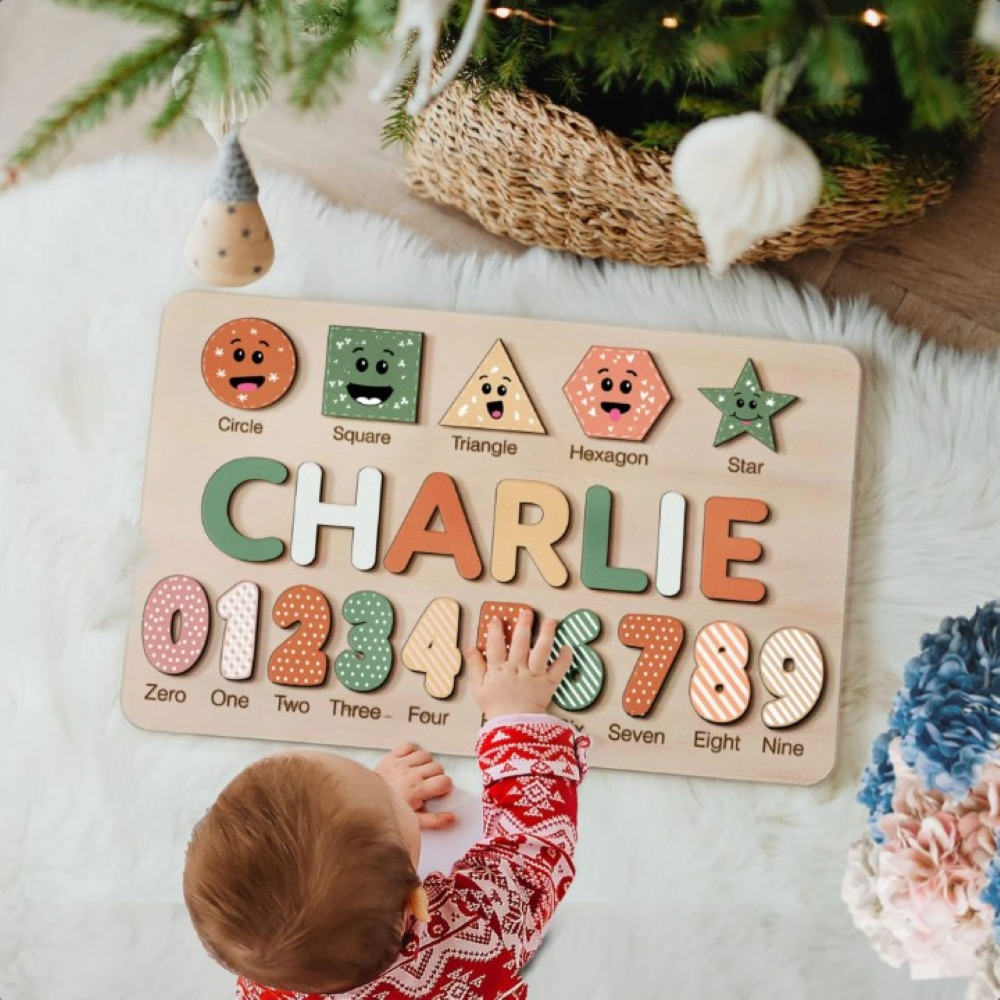 Coastal Theme Custom Wooden Name Numbers And Shapes Puzzle