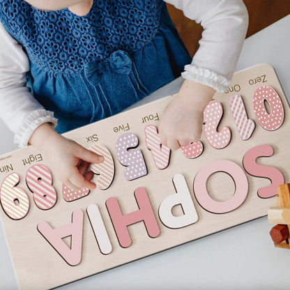 Custom Wooden Puzzle with Alphabet and Numbers