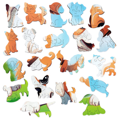 Curious Puppy Themed Wooden Puzzle Set