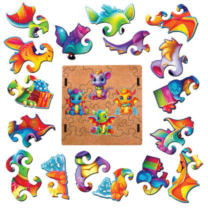 New Year Dragons Wooden Puzzle Set