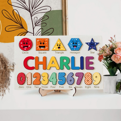 Space Themed Custom Wooden Puzzle With Numbers And Shapes