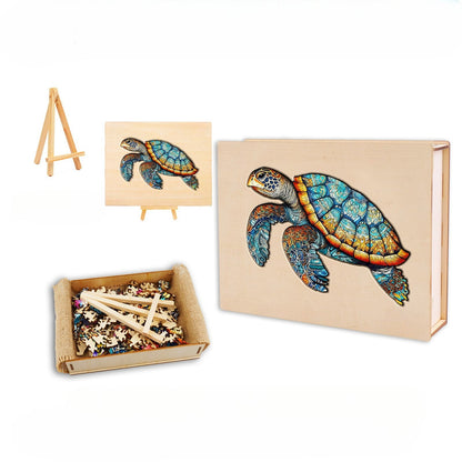 Mysterious Sea Turtle Wooden Jigsaw Puzzle