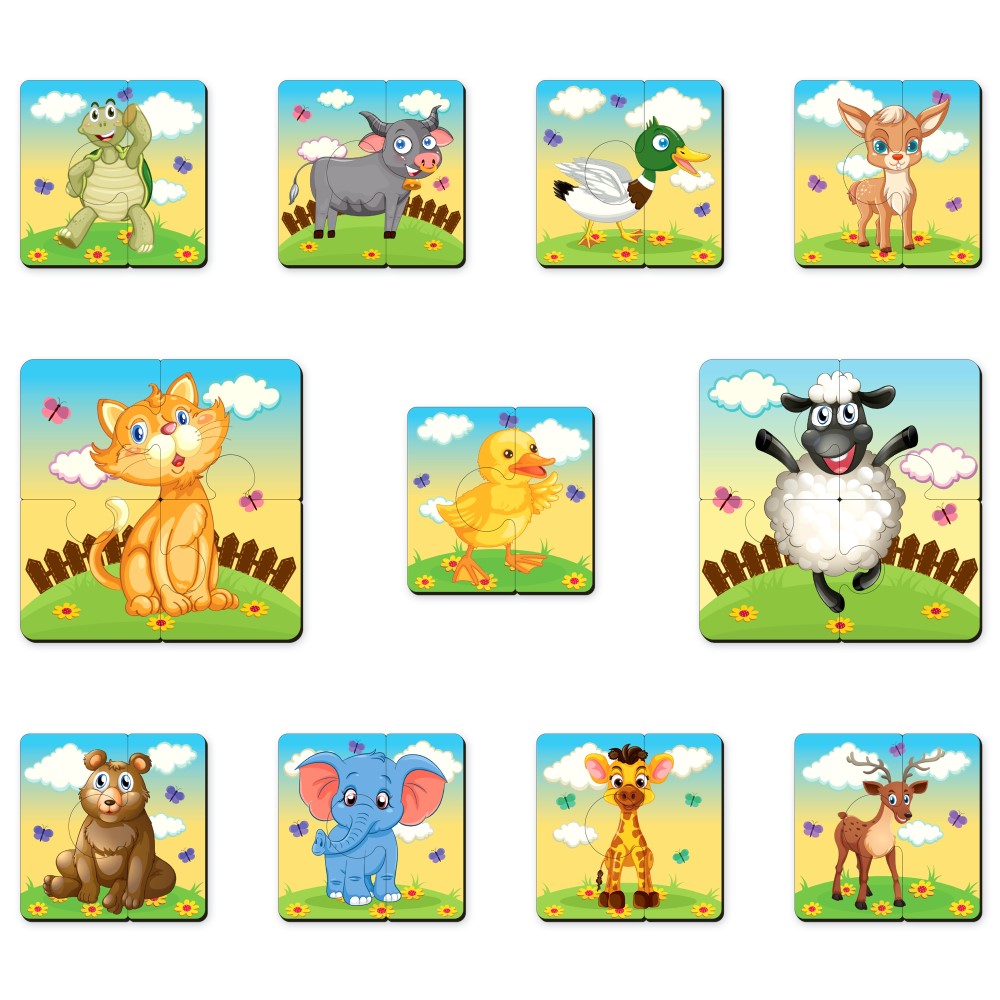 Animals Cube Wooden Puzzle Set