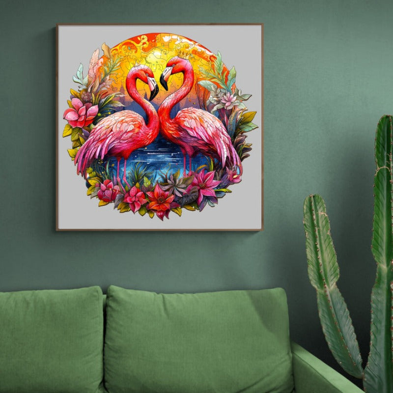 Crowned Flamingo Wooden Jigsaw Puzzle