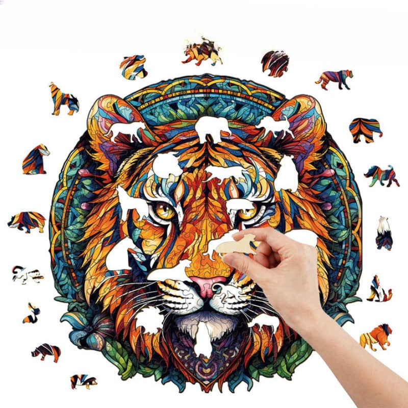 Mandala Tiger Wooden Jigsaw Puzzle