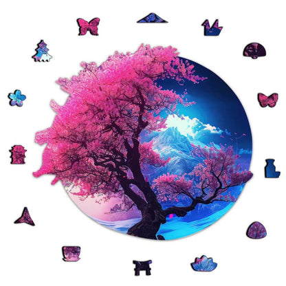 Cherry Blossom Mountain Jigsaw Puzzle