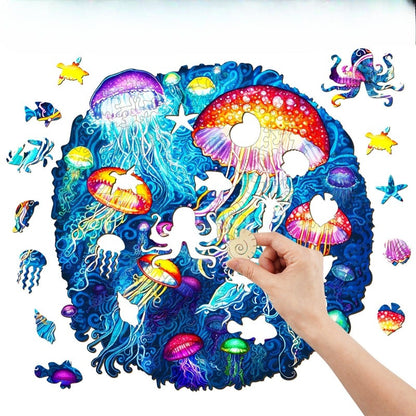 Colorful Jellyfish Wooden Jigsaw Puzzle