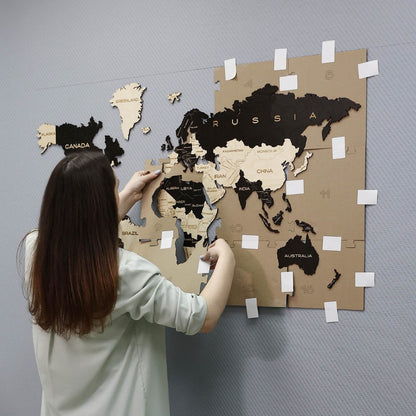 World Map Puzzle With Detailed Design