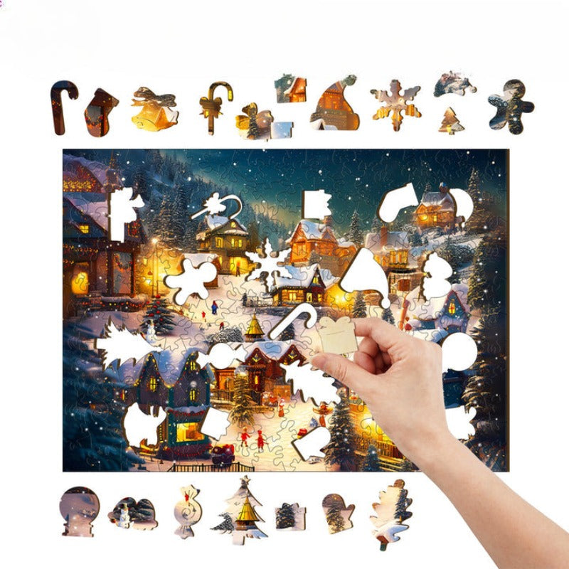 Christmas Village Wooden Jigsaw Puzzle