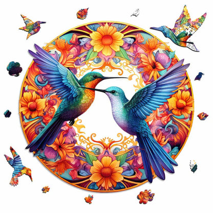 Floral Hummingbirds Wooden Jigsaw Puzzle