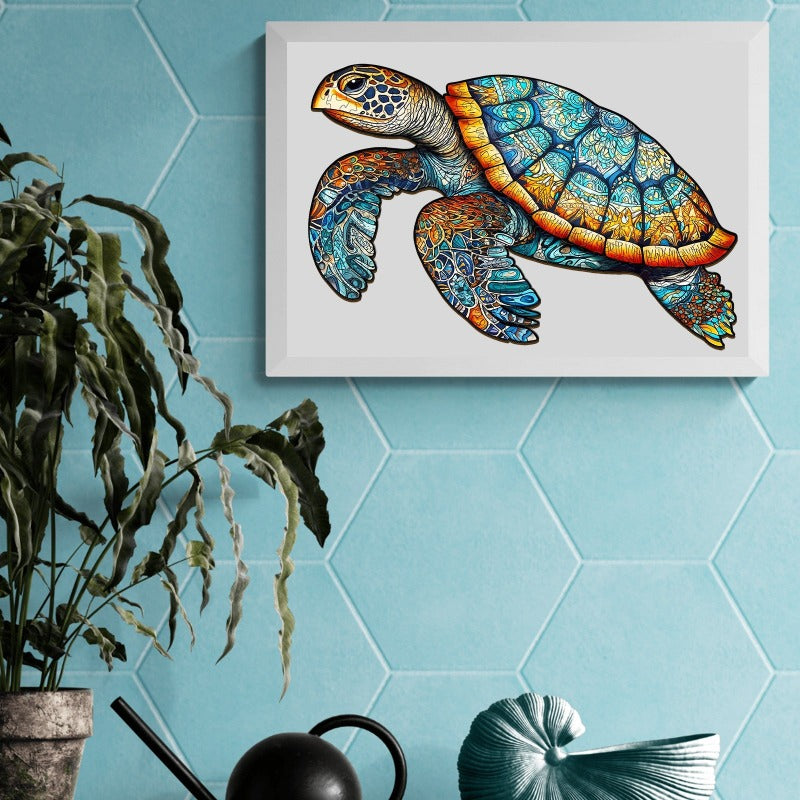 Mysterious Sea Turtle Wooden Jigsaw Puzzle