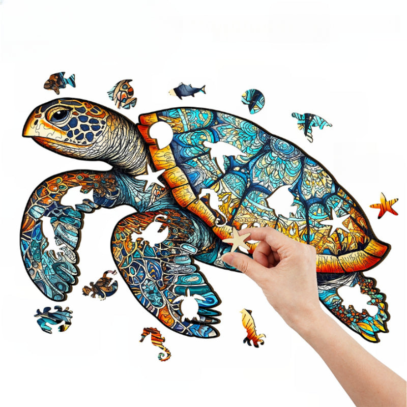 Mysterious Sea Turtle Wooden Jigsaw Puzzle