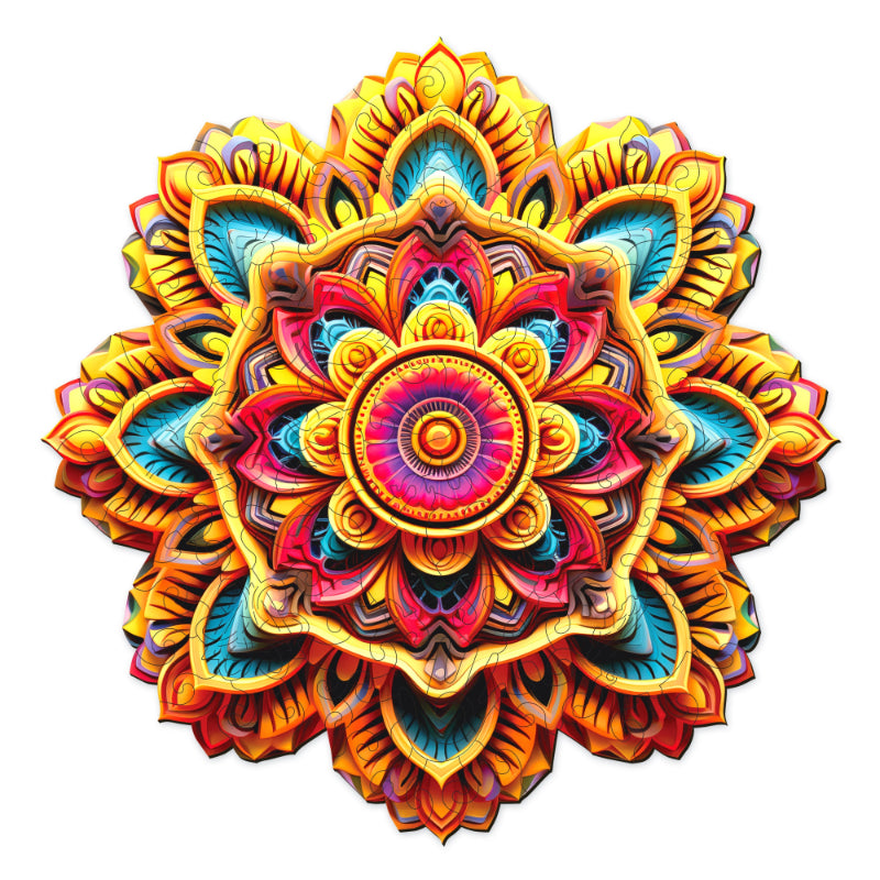 Vibrant Mandala Art Wooden Puzzle