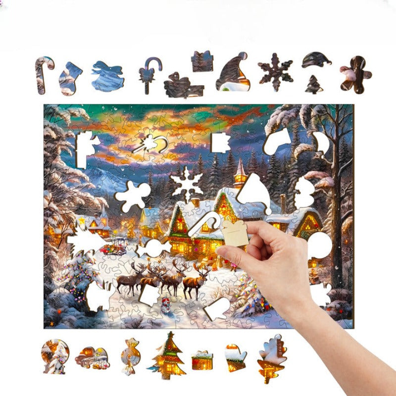 Christmas Snow Wooden Jigsaw Puzzle