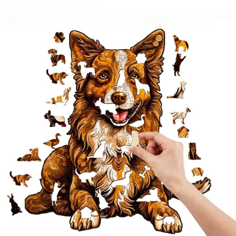 Smart Border Collie Wooden Jigsaw Puzzle