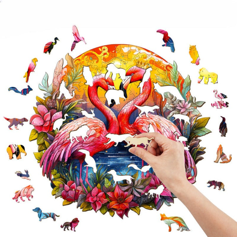Crowned Flamingo Wooden Jigsaw Puzzle