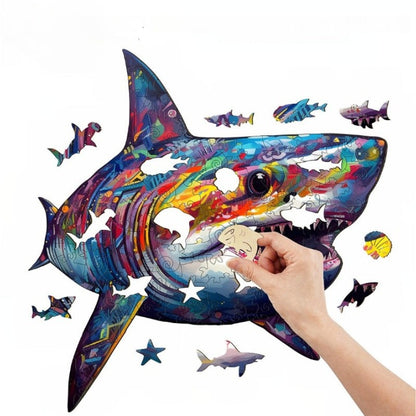 Colorful Shark Wooden Jigsaw Puzzle