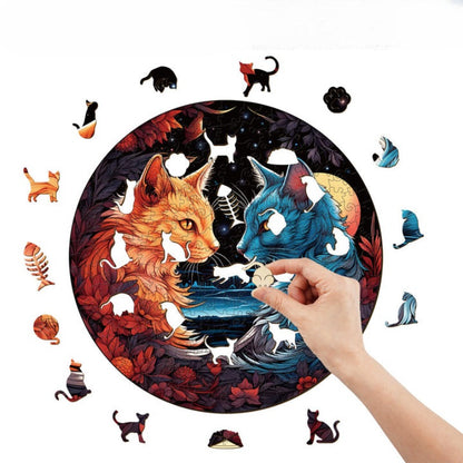 Yin Yang Cat Wooden Jigsaw Puzzle