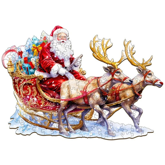 Wooden Santa And Rudolph Jigsaw Puzzle