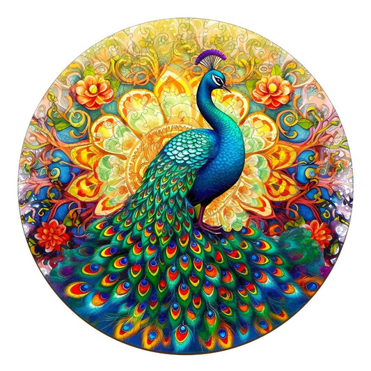 Mandala Peacock Wooden Jigsaw Puzzle