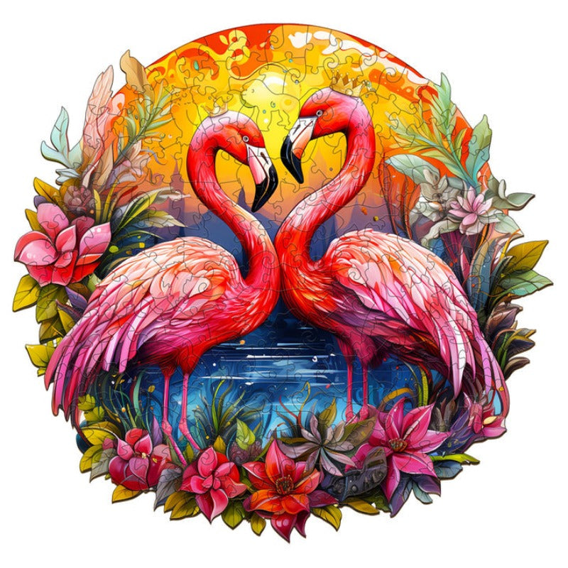 Crowned Flamingo Wooden Jigsaw Puzzle