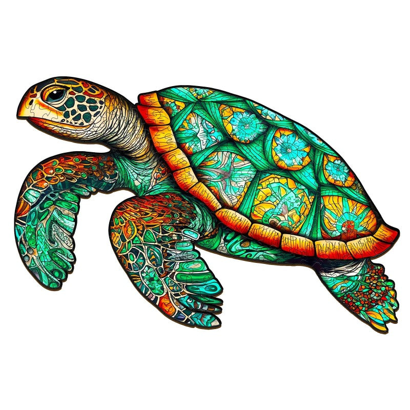 Mysterious Sea Turtle Wooden Jigsaw Puzzle