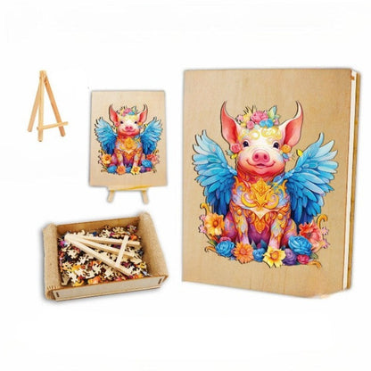 Angel Pig Wooden Jigsaw Puzzle