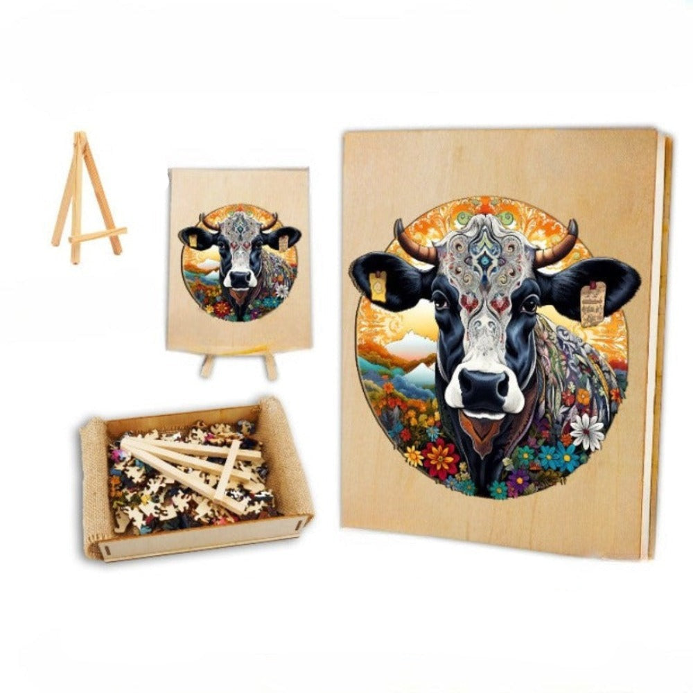 Leisurely Cow Wooden Jigsaw Puzzle