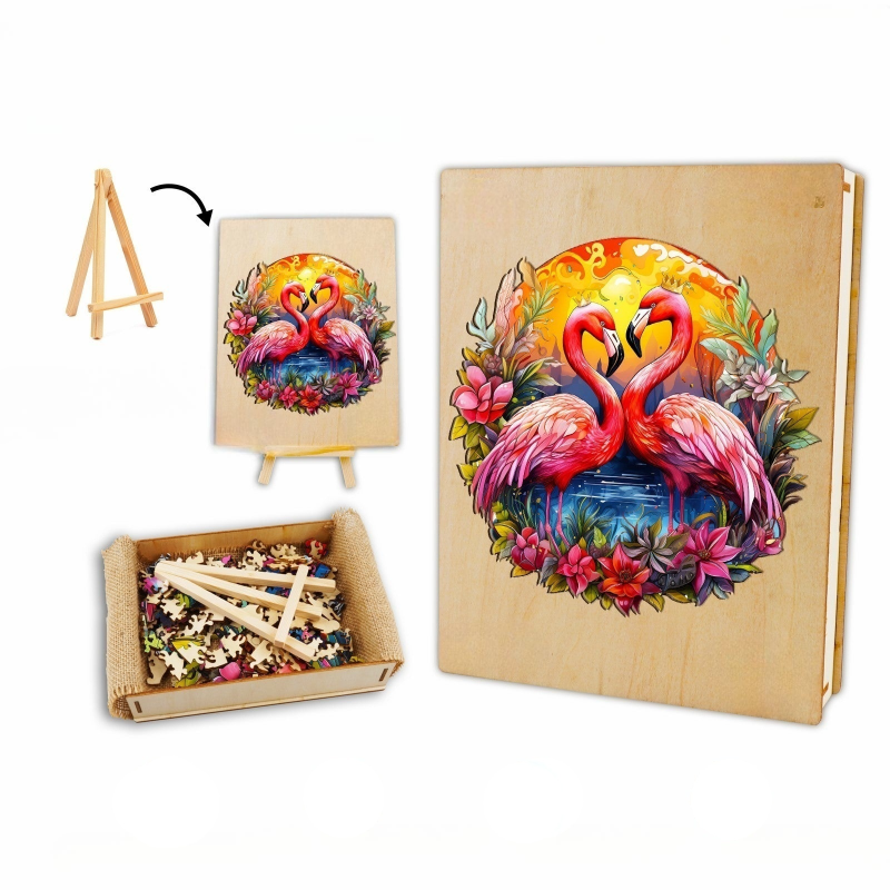 Crowned Flamingo Wooden Jigsaw Puzzle