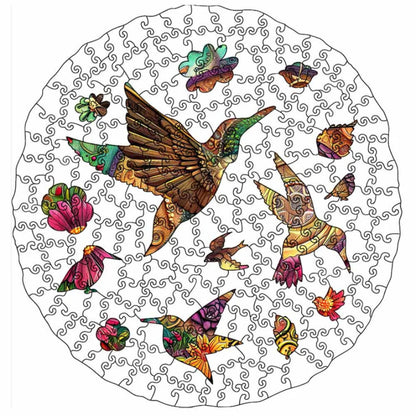 Hummingbird And Floral Mandala Wooden Puzzle