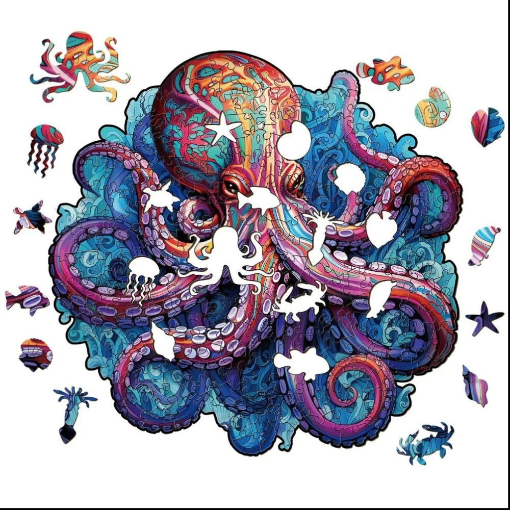 Deep Sea Giant Octopus Wooden Jigsaw Puzzle