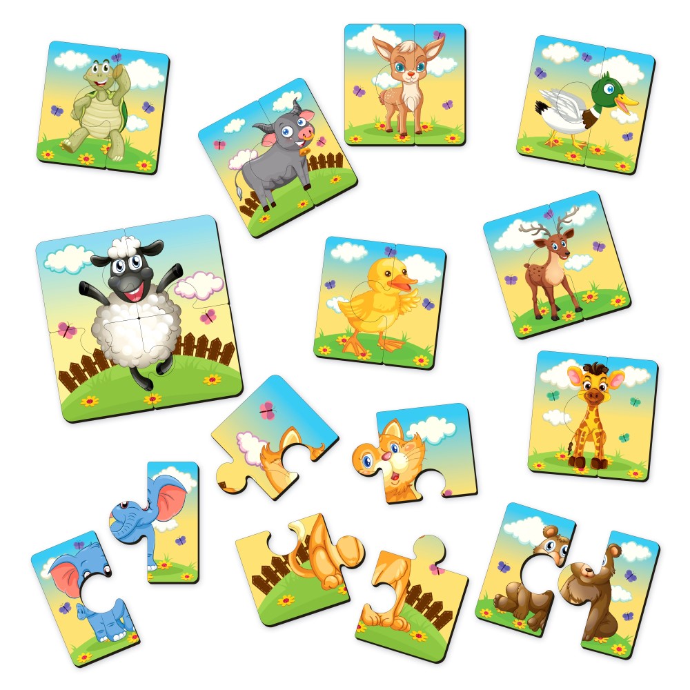 Animals Cube Wooden Puzzle Set