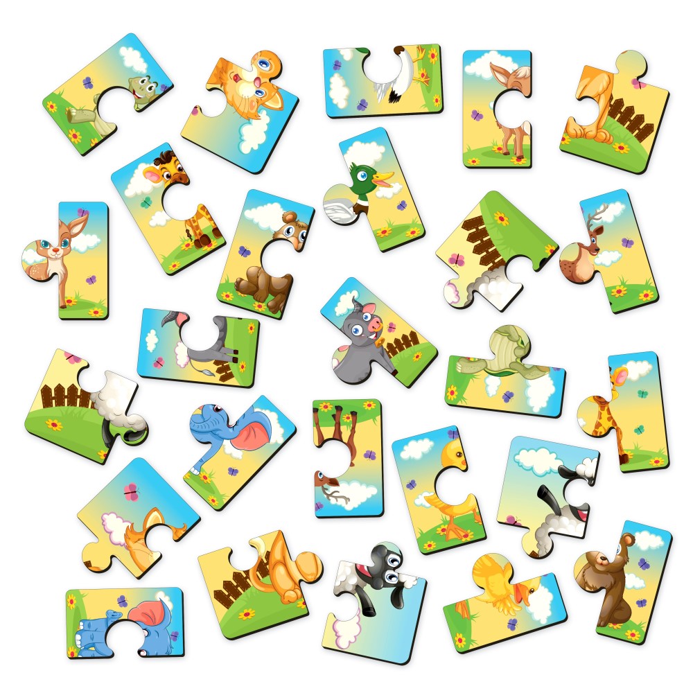 Animals Cube Wooden Puzzle Set