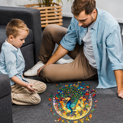 Mandala Peacock Wooden Jigsaw Puzzle