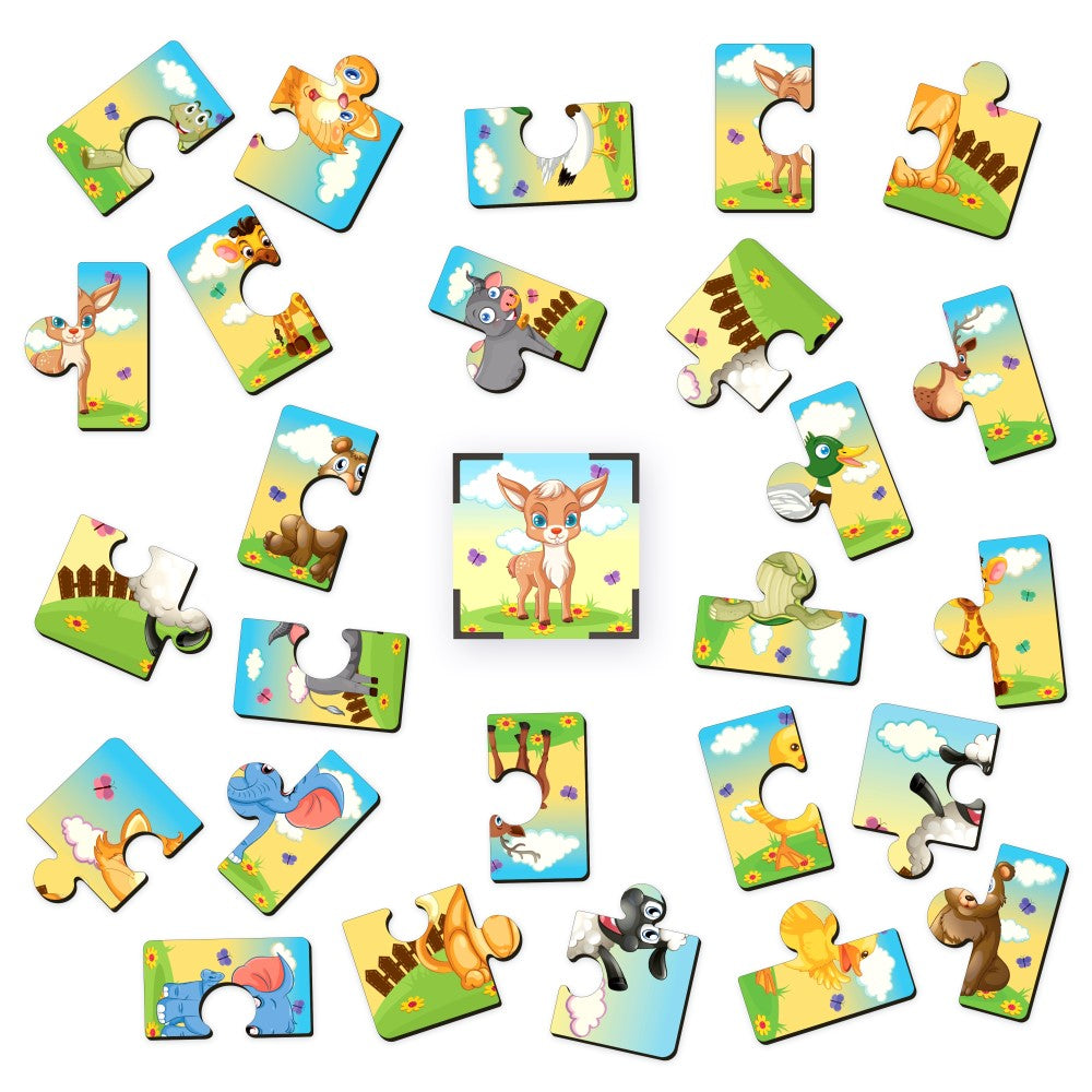 Animals Cube Wooden Puzzle Set