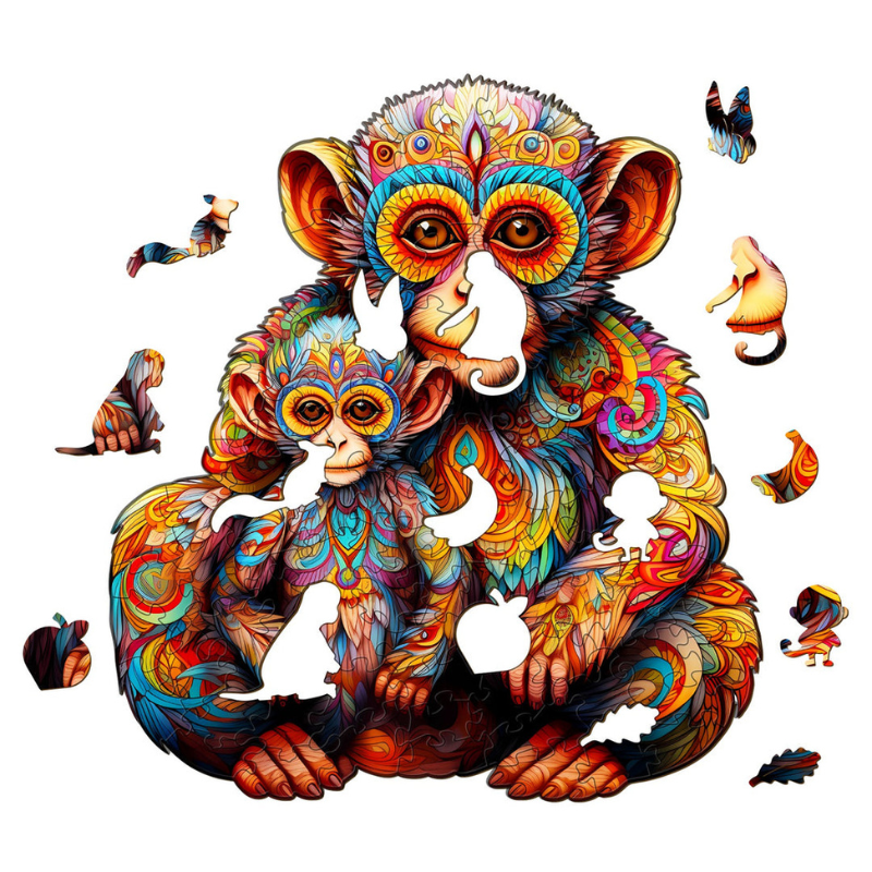 Monkey Family Wooden Jigsaw Puzzle