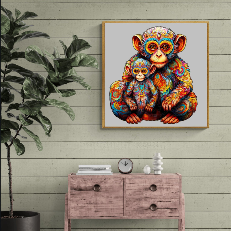 Monkey Family Wooden Jigsaw Puzzle