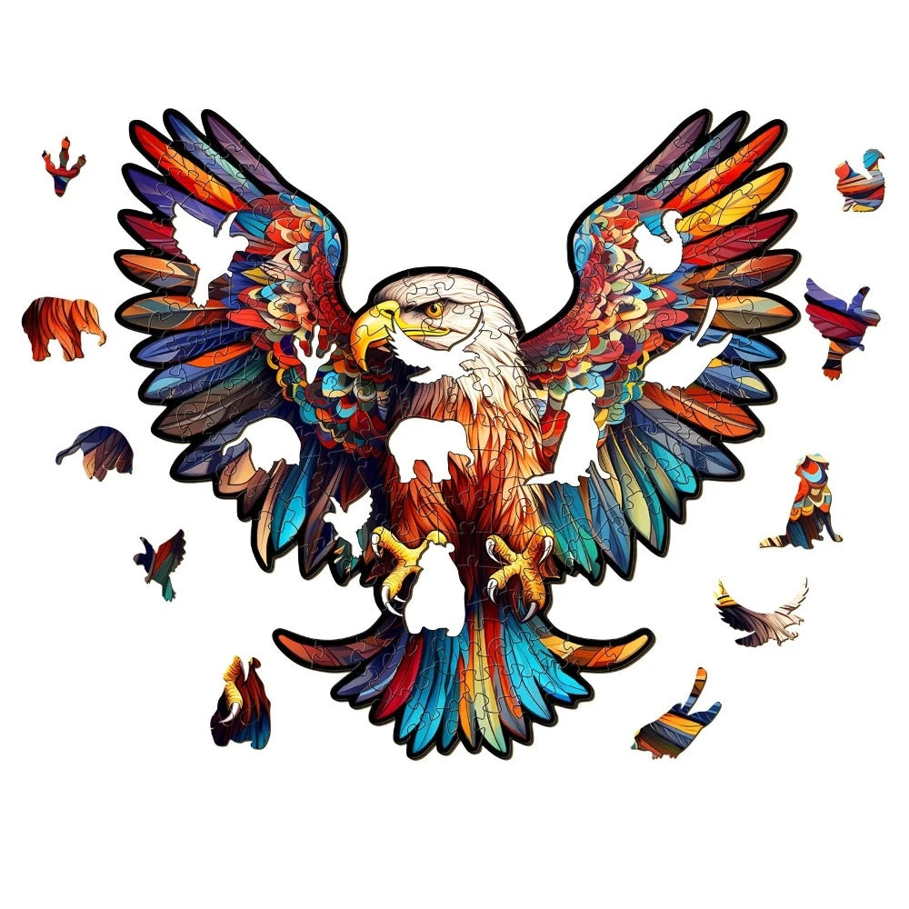 Bald Eagle With Spread Wings Wooden Jigsaw Puzzle