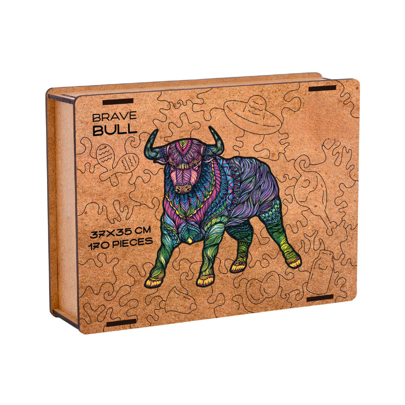 Artistic Bull Themed Wooden Puzzle