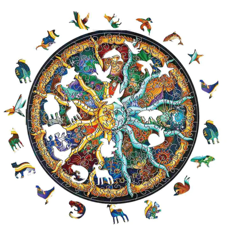 Zodiac Animal Puzzle With Circular Wildlife Design