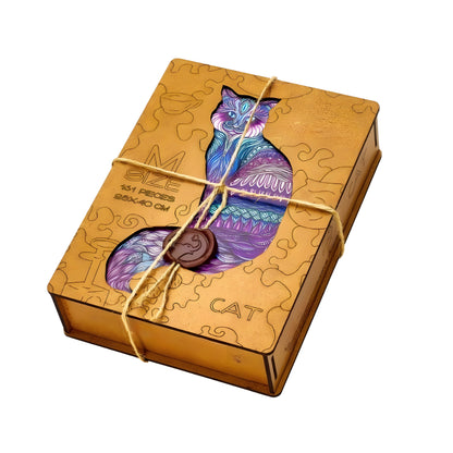 Artistic Magic Cat Wooden Jigsaw Puzzle