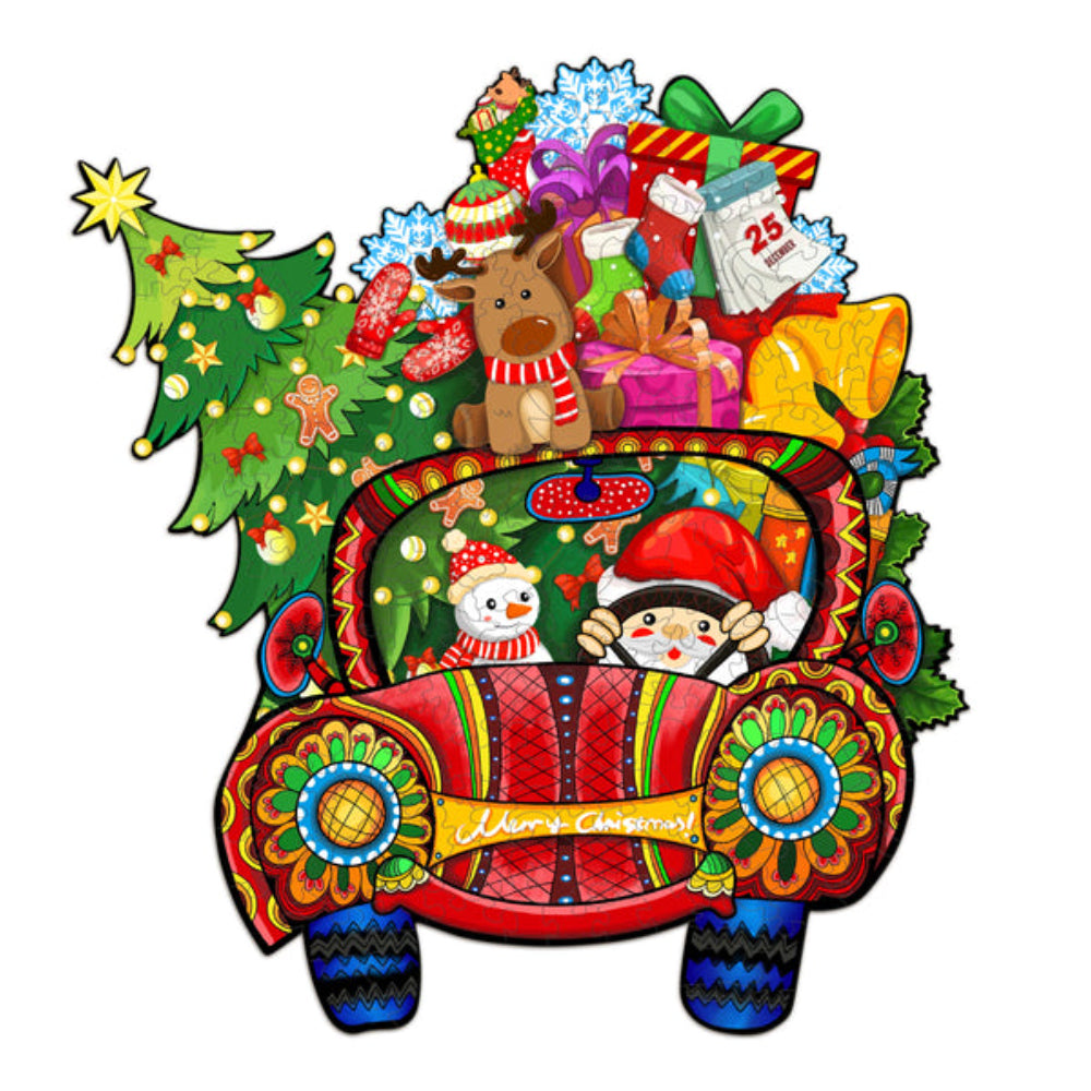 Christmas Car Wooden Jigsaw Puzzle