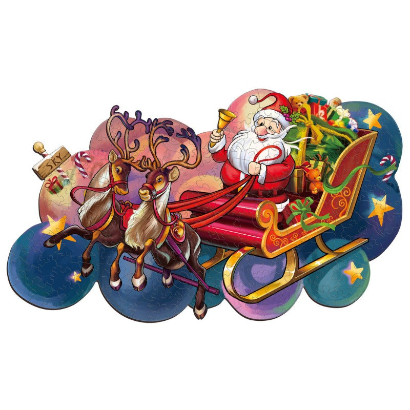 Christmas Santa Sleigh Wooden Jigsaw Puzzle