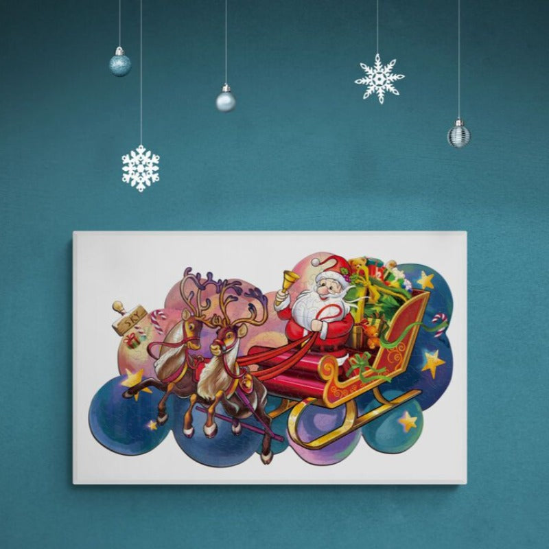 Christmas Santa Sleigh Wooden Jigsaw Puzzle